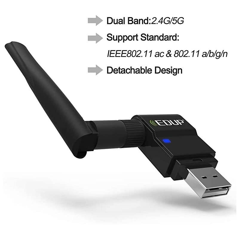 USB WiFi Adapter Dual Band Wireless Network Adapter 80211 AC 24G5G USB WiFi Dongle with Extender Antenna Compatible with Windows XPVista 78110 Mac OS X 1071015