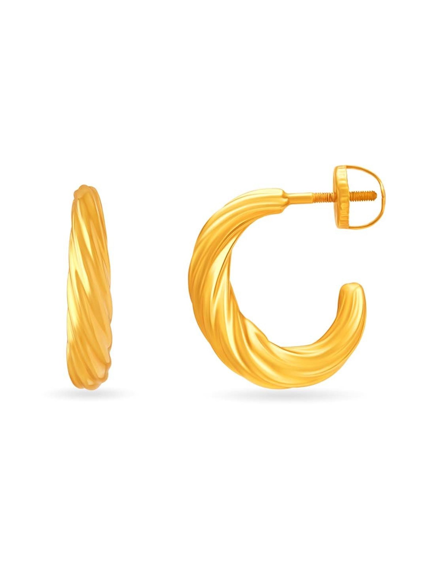 Mia by Tanishq 22 KT Yellow Gold Twisted Hoop Earrings