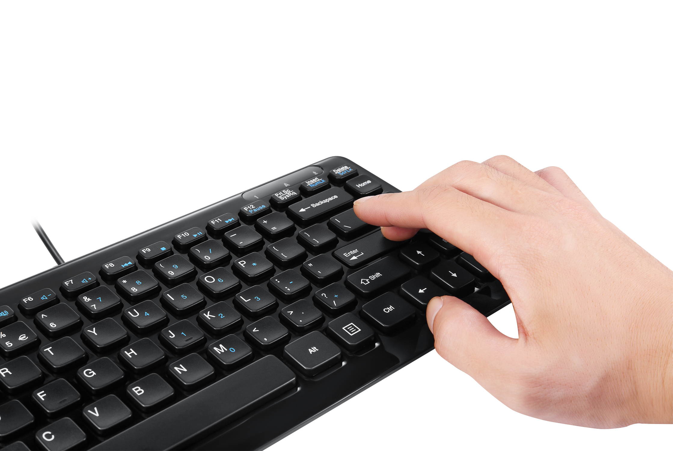 Perixx PERIDUO-307B, Mini Keyboard and Mouse Set - Wired - USB - Piano Black Design - Stylish Chiclet Key Design - 11 Multimedia Hot Keys