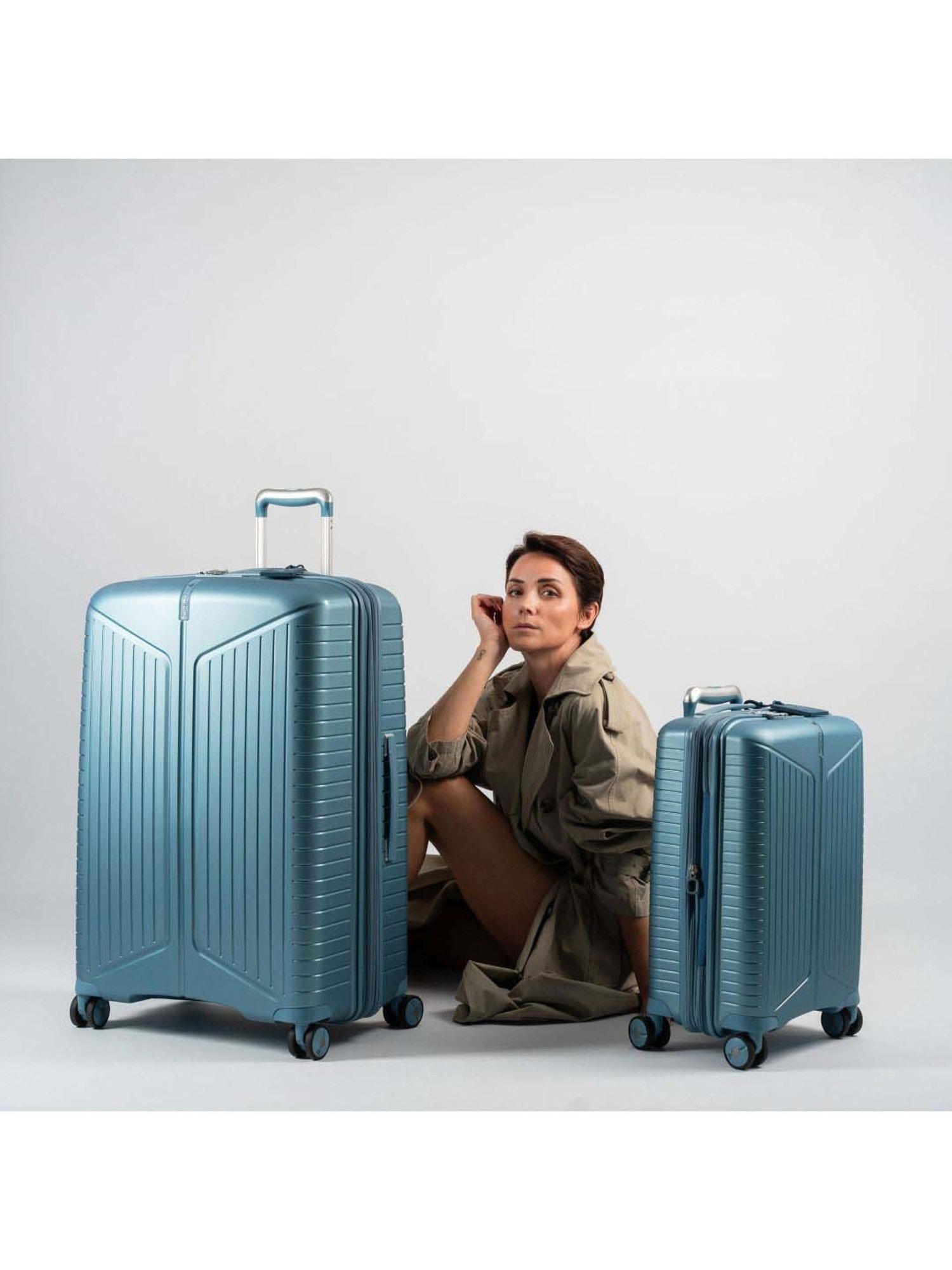 Jump Evae Light Blue 8 Wheels Medium Hard Cabin Trolley Bag