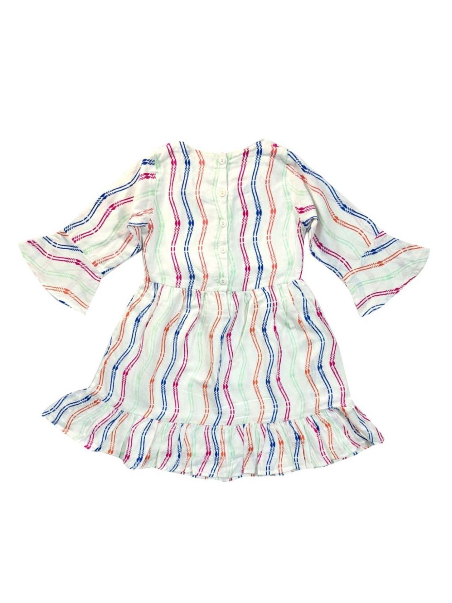 Bella Moda Kids Multicolor Cotton Striped Full Sleeves Dress