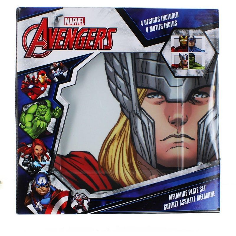 Seven20 Marvel Avengers Melamine Plate Set, 4 Pieces