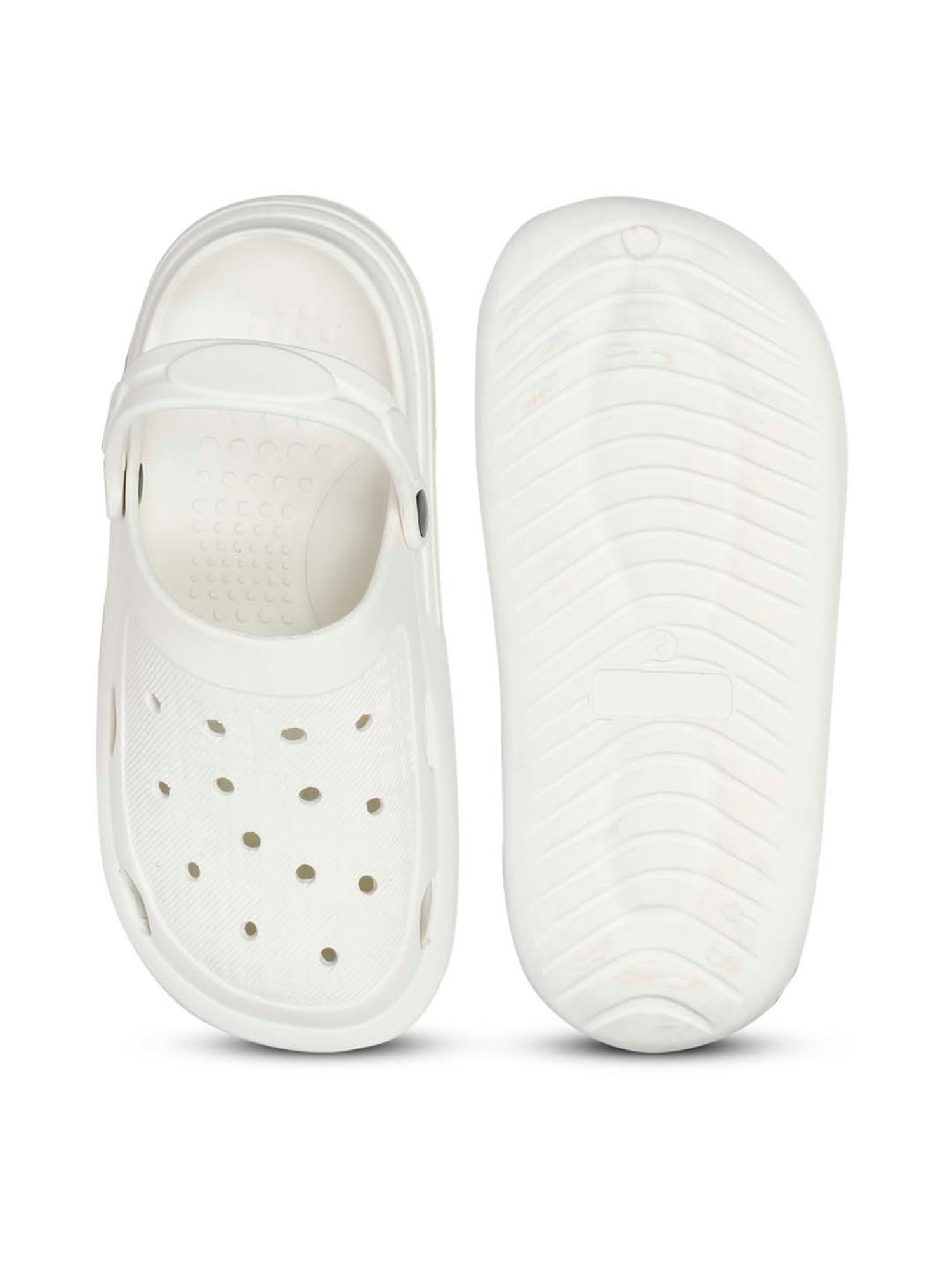 Mozafia Men's White Back Strap Clogs