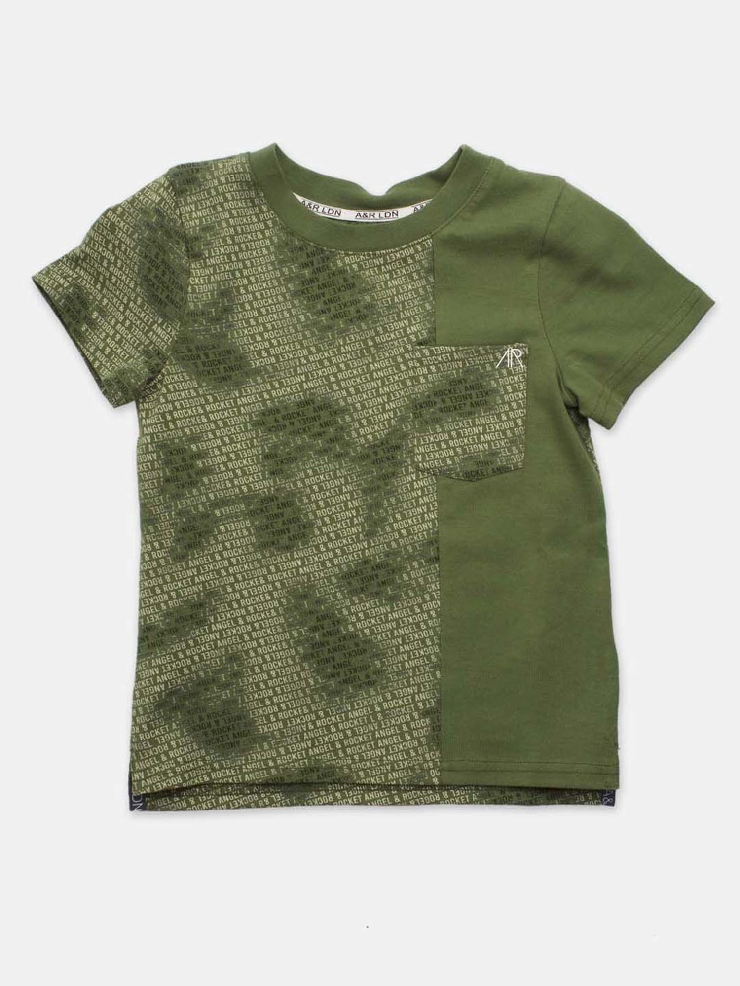 Angel & Rocket Kids Green Cotton Printed T-Shirt