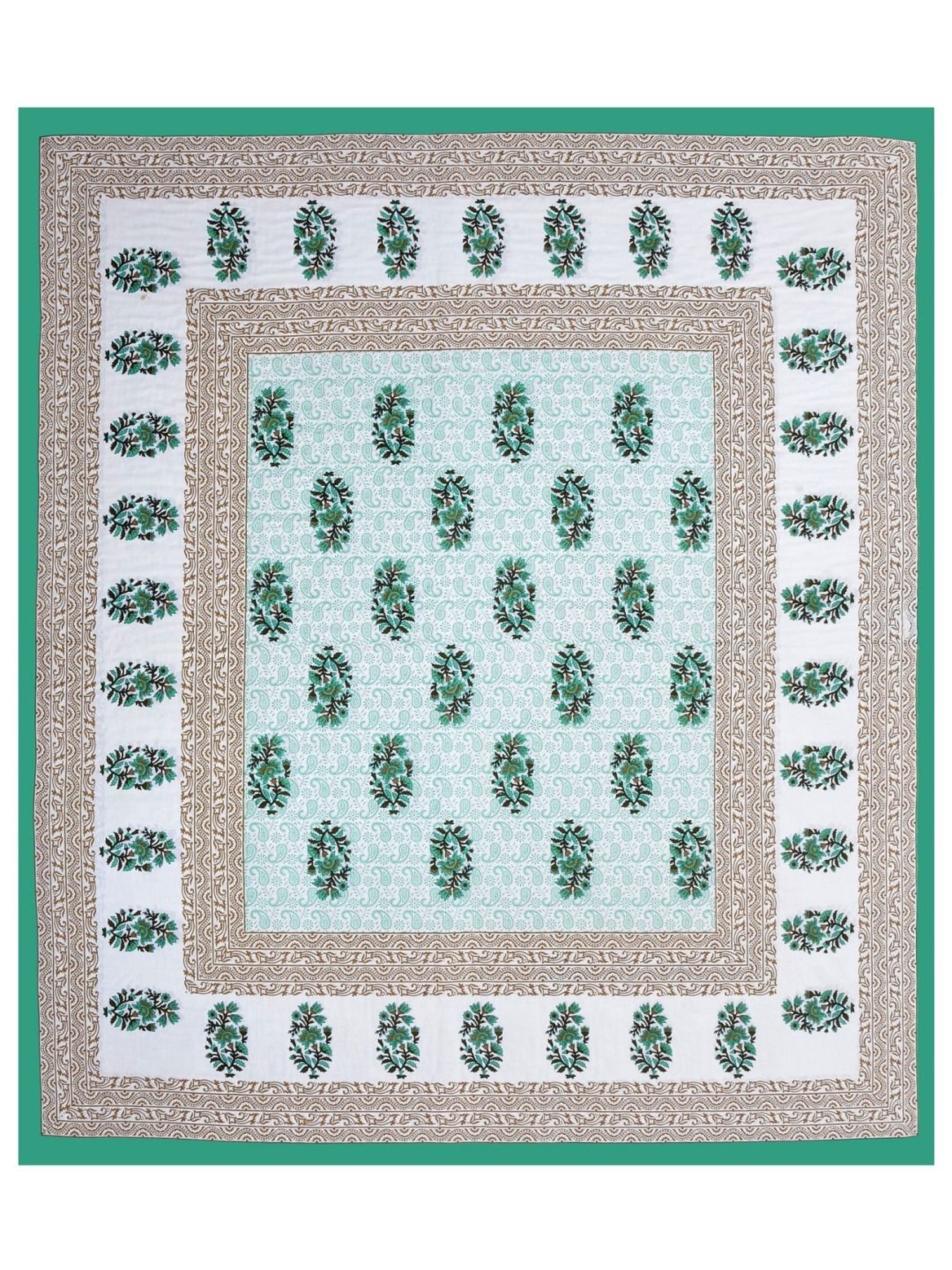 Living Roots Multicolor Jaipuri Printed Cotton Bed Sheet with 2 Pillow Cover