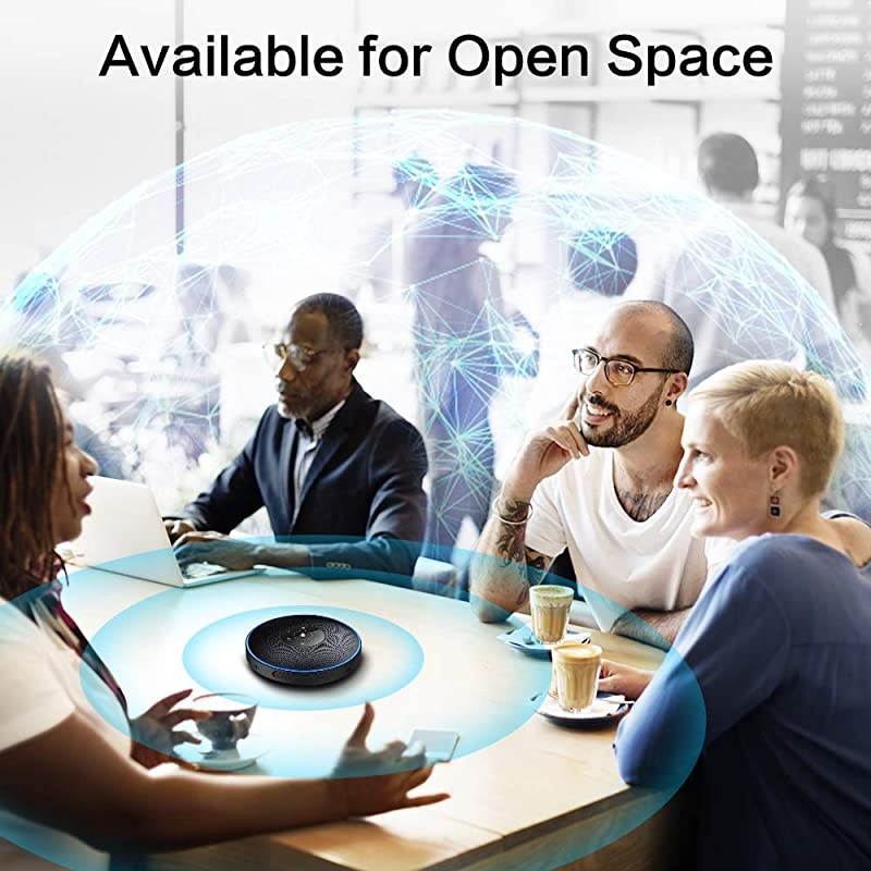 Speakerphone -Daisy Chain/Use Alone up to 16 attendees, M220 Professional Wireless Speakerphone 360&deg;Voice Pick-up 8 AI Noise Cancellation Mics Skype Speakerphone for Business Softphone