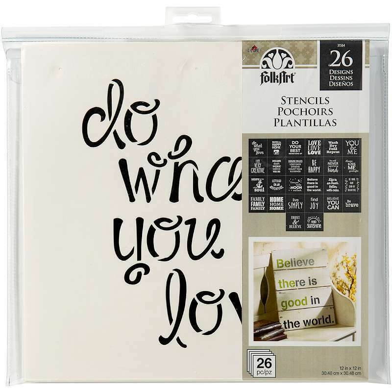 FolkArt Paper Stencil Value Pack 12"X12" 26/Pkg Phrases 028995315640
