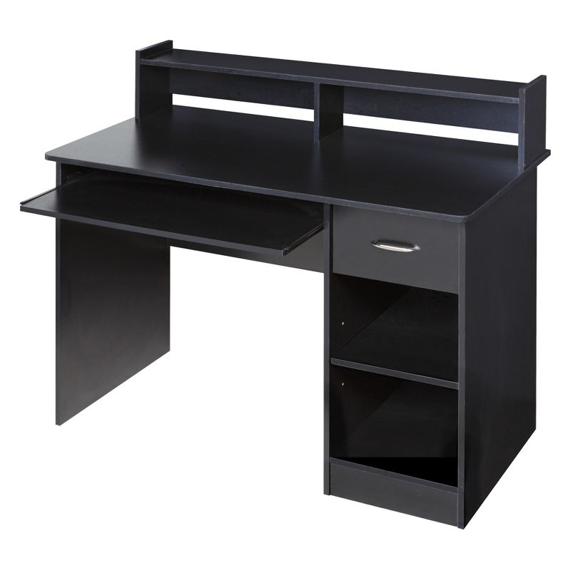 OneSpace 50-LD0105 Essential Computer Desk, Hutch, Pull-Out Keyboard - Black