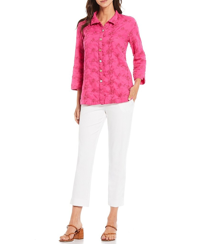 Eva Varro Animal Print Knit Jersey 3/4 Slit Sleeve Tunic