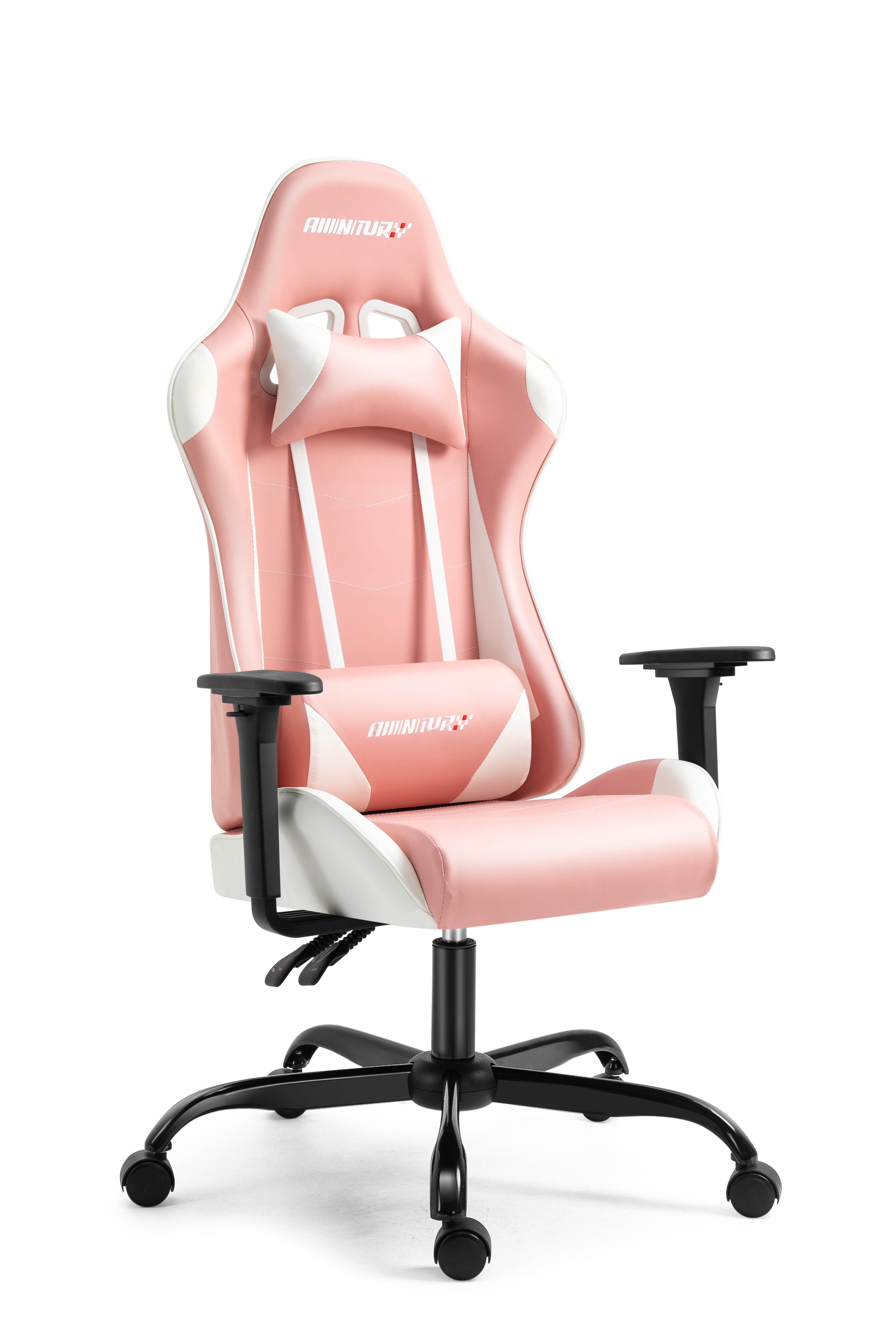 AMINITURE Gaming Chair Racing Style High Back Office Chair Seat Computer Game Chair Height Adjustment Swivel Recliner with Headrest and Lumbar Support