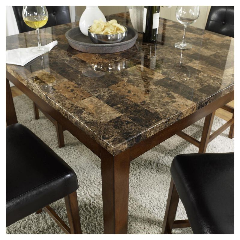 3pc Faux Marble Counter Height Dining Set Cherry - Dorel Living