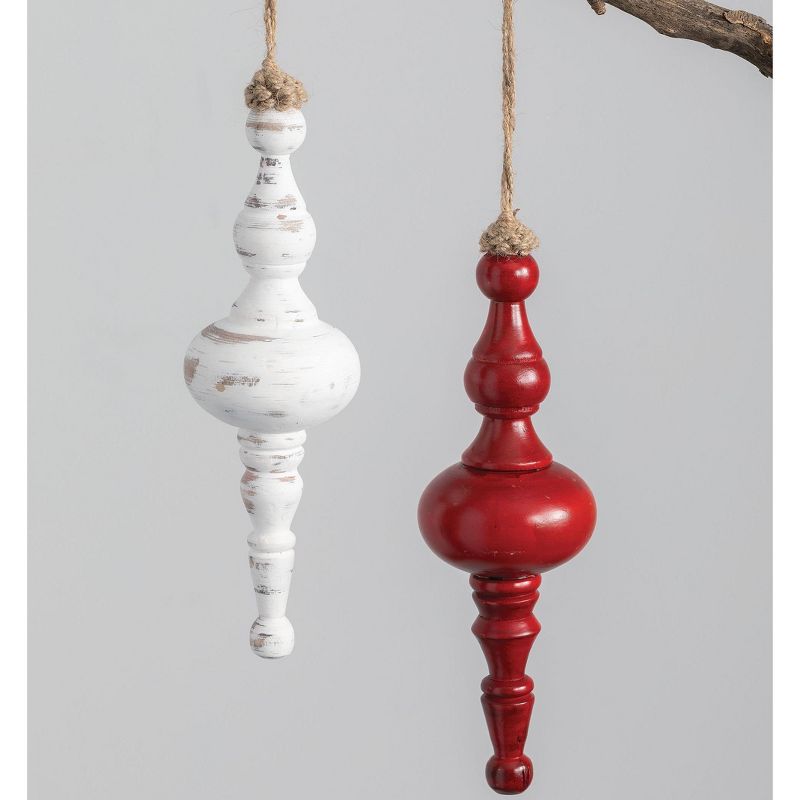 Sullivans Set of 2 Finial Ornament Kit 9"H Red and White