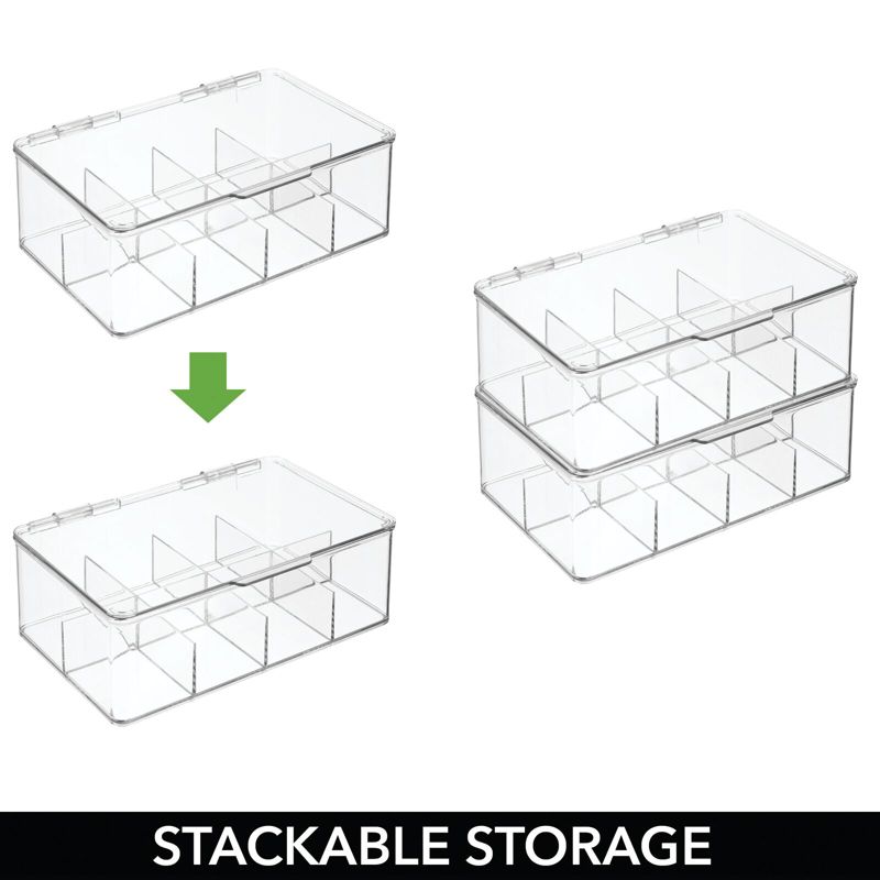 mDesign Divided First Aid Kit Storage Box for Cabinet, Closet, 2 Pack - Clear