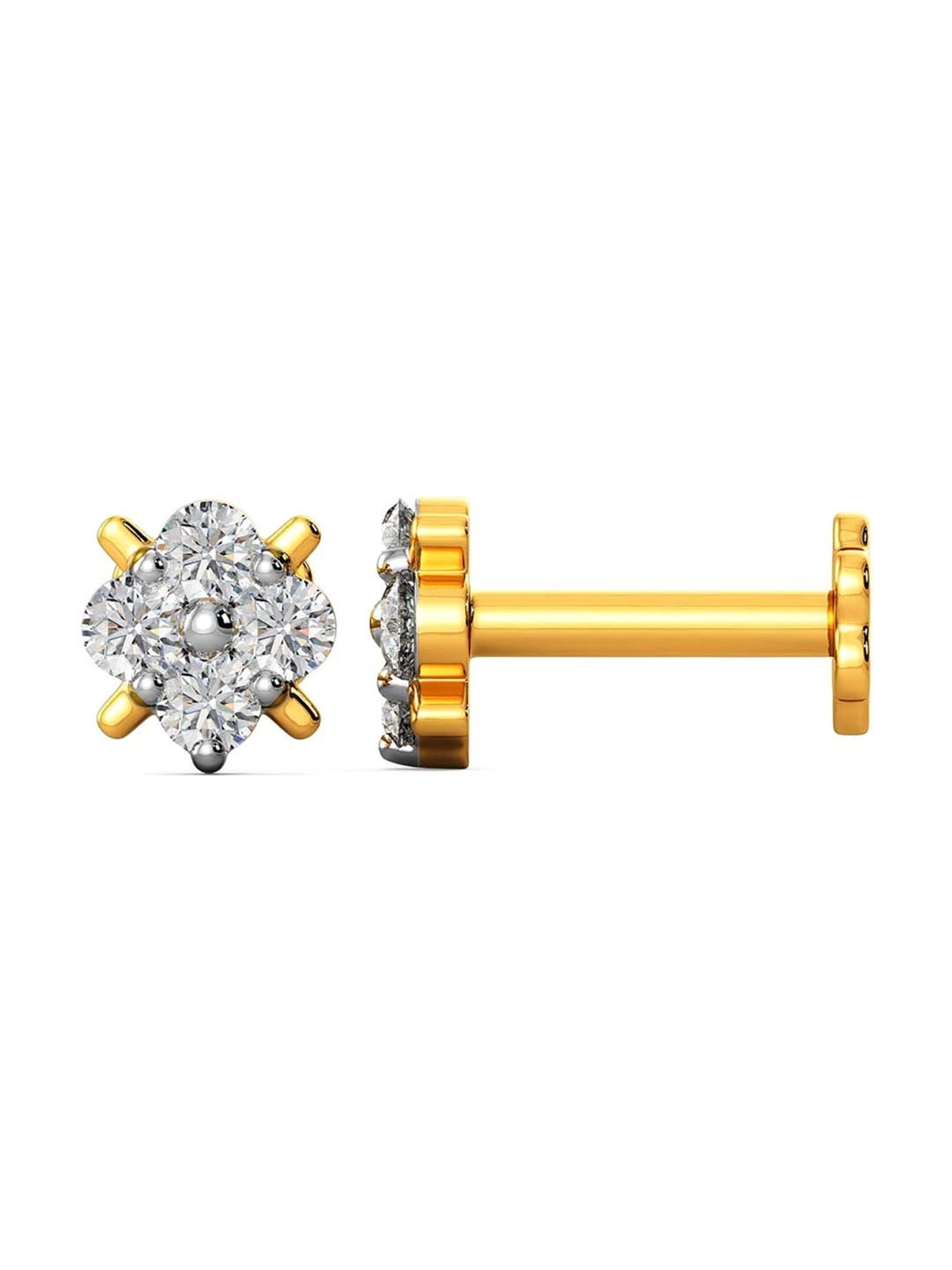 Joyalukkas 18k Yellow Gold & Diamond Stud Earrings for Girls