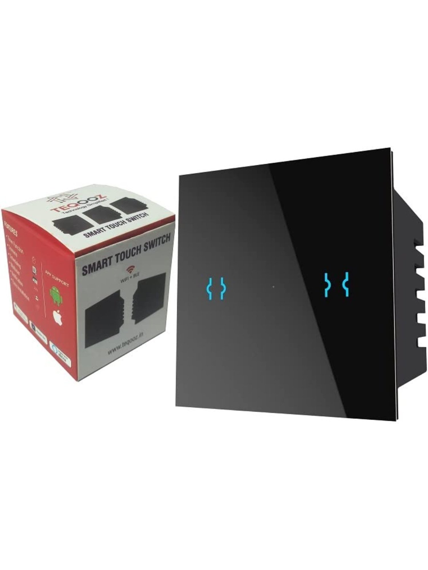 Teqooz Smart Wi-Fi plus Bluetooth Touch Switch (Black)