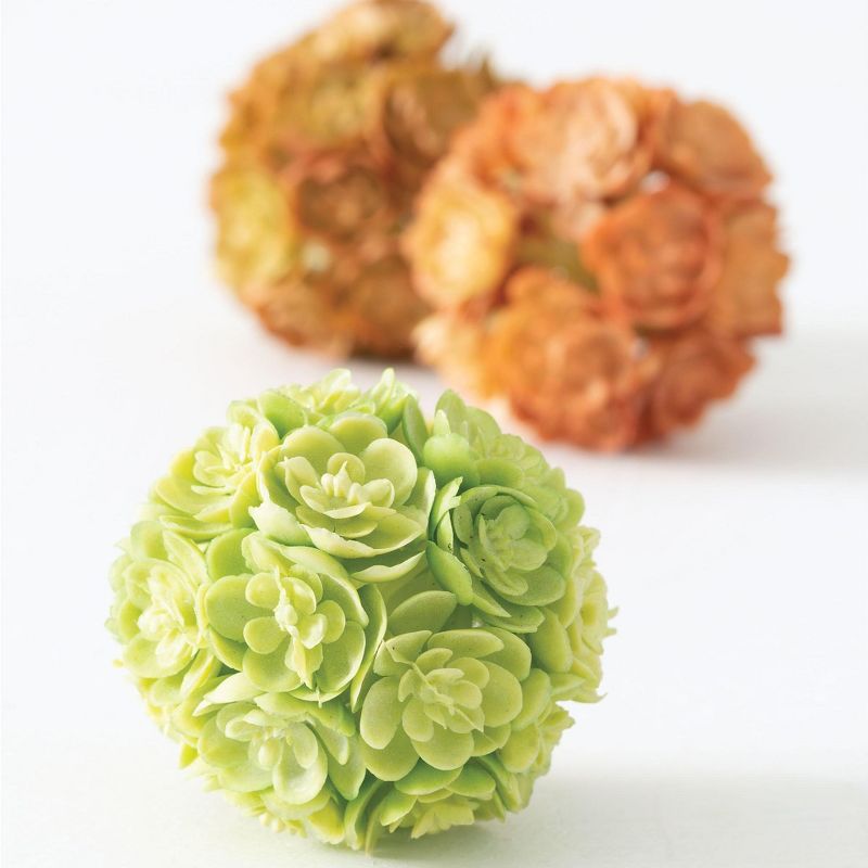 Sullivans Box of 3 Mini Echveria Orbs Decorative Filler 2"H Brown, Green & Orange
