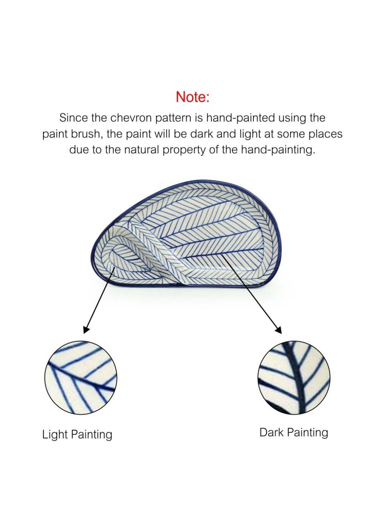 ExclusiveLane 'Indigo Chevron Avocado' Hand-painted Microwave Safe Ceramic Chip-N-Dip Platter