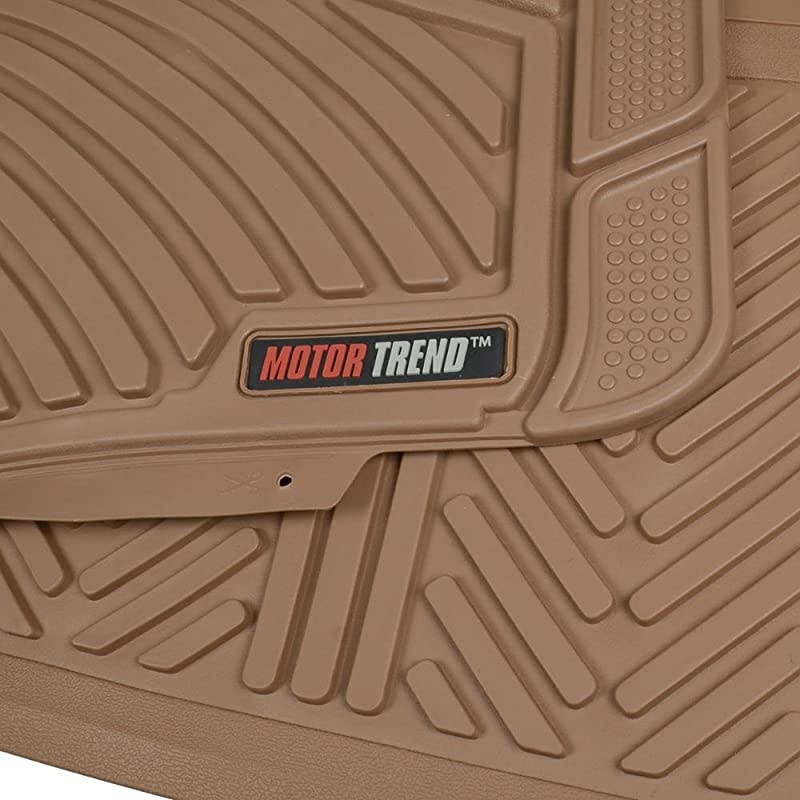 FlexTough Performance All Weather Rubber Car Floor Mats &ndash; 3 Piece Odorless Floor Mats for Cars Truck SUV, BPA-Free Automotive Floor Mats, Heavy-Duty Waterproof Liners (Beige)