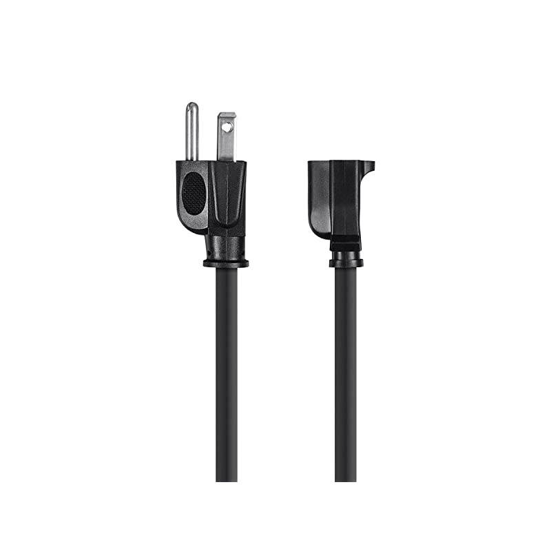 105296 1ft 16AWG Power Extension Cord Cable, 13A (NEMA 5-15P to NEMA 5-15R),Black - 13A