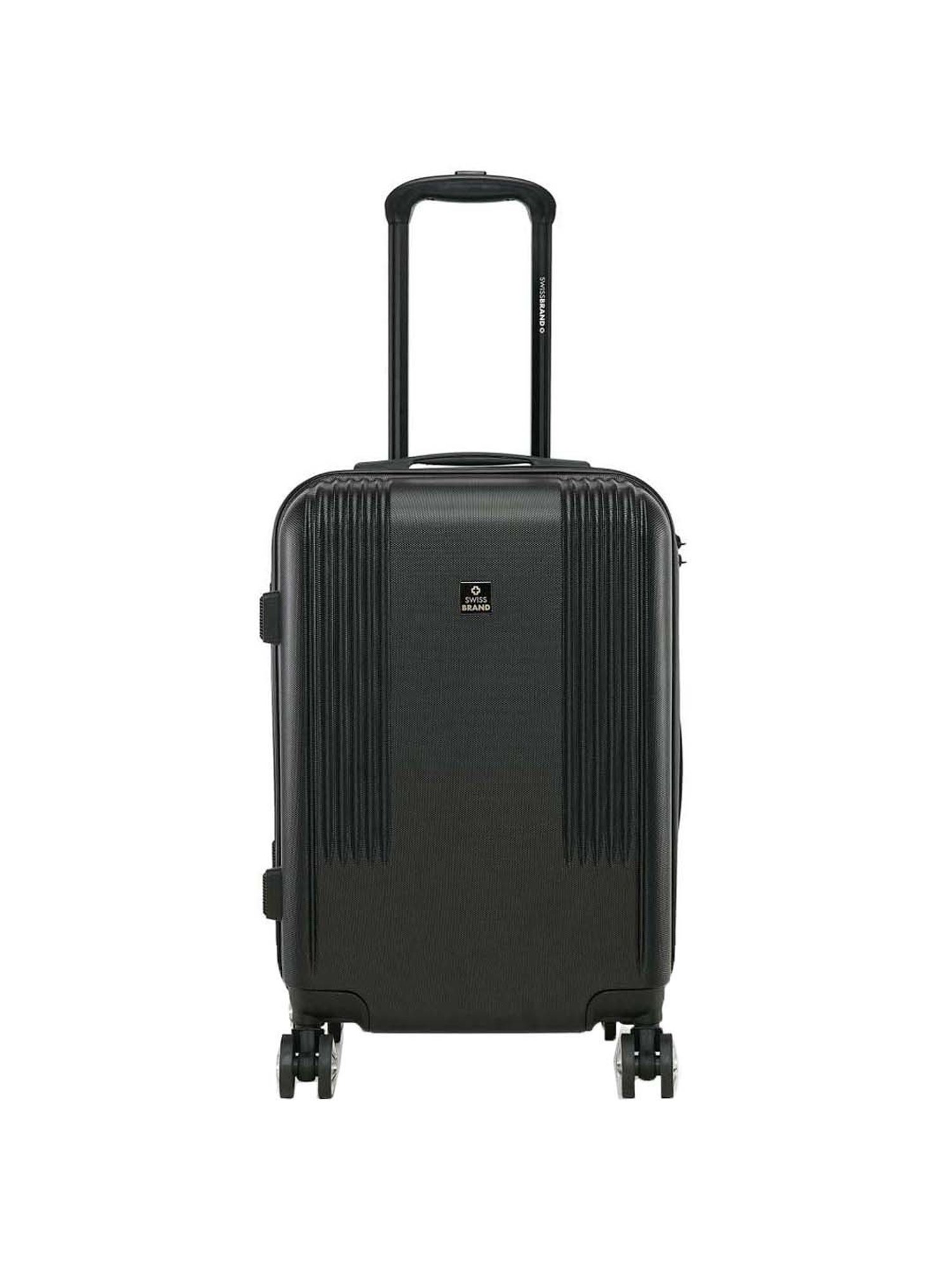 Swiss Brand Sion 2.0 Black Striped Hard Cabin Trolley Bag - 34 cm