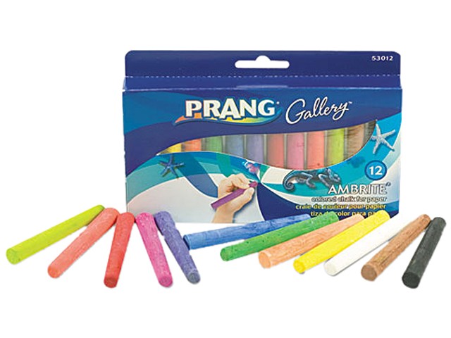 Dixon 53012 Ambrite Paper Chalk, Assorted Colors, 12 Sticks/Set