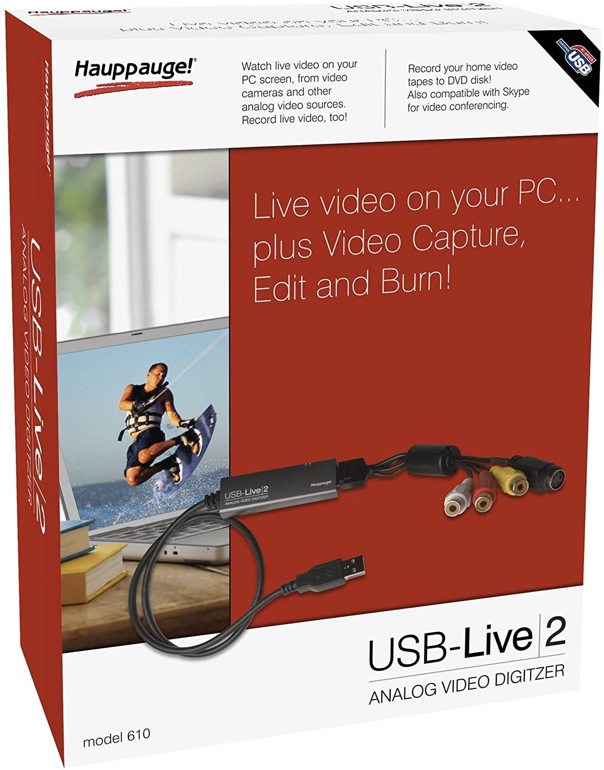 Hauppauge 610 USB-Live 2 Analog Video Digitizer and Video Capture Device Black/White