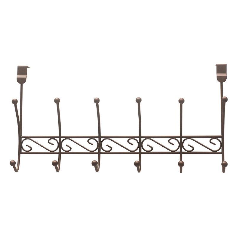 Home Basics Steel Over the Door 6 Hook Hanging Rack, Bronze