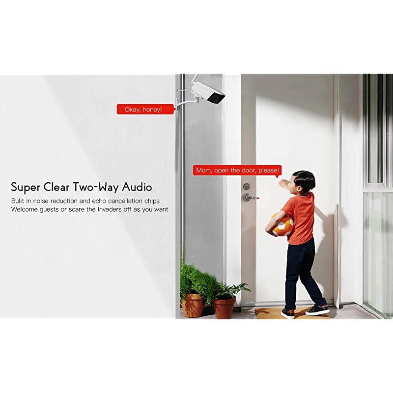 Outdoor Security Camera,  4MP HD Bullet Surveillance 5dBi WiFi IP CCTV Camera, IP66 Waterproof with Night Vision, White Light, Motion Detection, Two-Way Audio, Support Cloud Service& Alexa