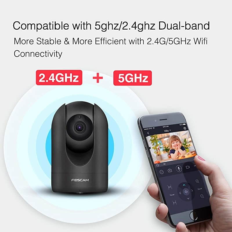 Home Security Camera  R4S 4MP WiFi IP CameraWireless Baby Monitor with AI Human Detection Sound Detection 33ft Night Vision 2 Way Audio Camera Compatible with Alexa Black