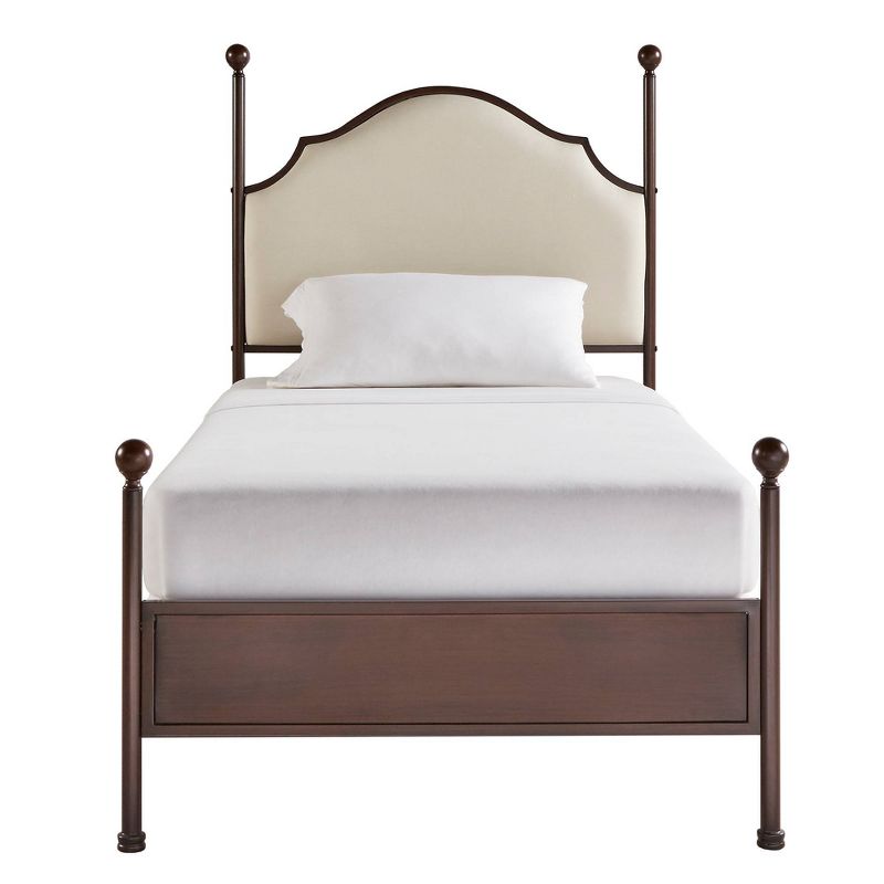Twin Dullie Curved Top Metal Poster Bed Brown - Inspire Q