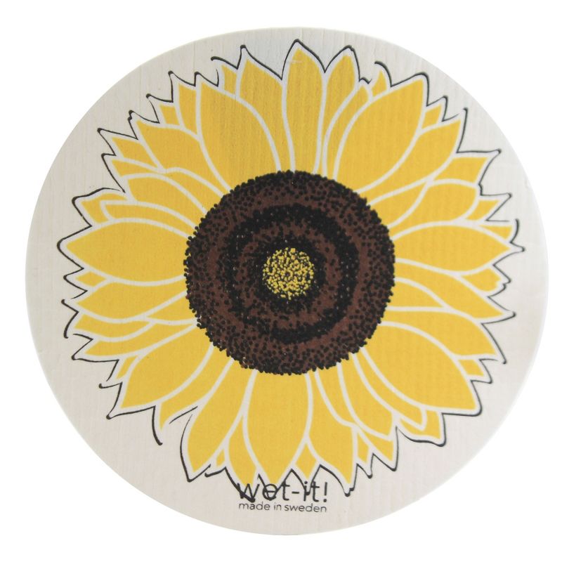 Swedish Dish Cloth 9.25" Round Flowers Set/3 Absorbantsunflower Daisy  -  Dish Cloth