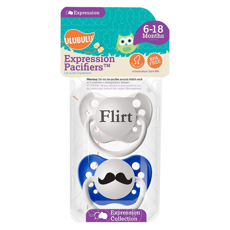 Ulubulu 2pk Pacifiers Flirt & Mustache