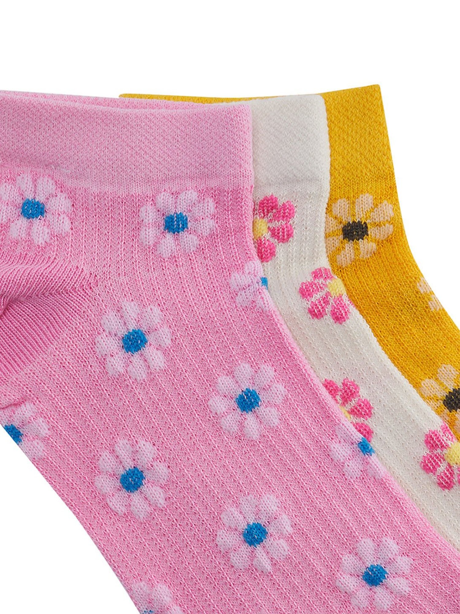 Honey by Pantaloons Multicolor Cotton Floral Socks - Set of 3