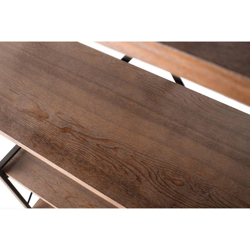 80" Quincy 6 Shelf Double Etagere Bookshelf Walnut Brown - Summerland Home