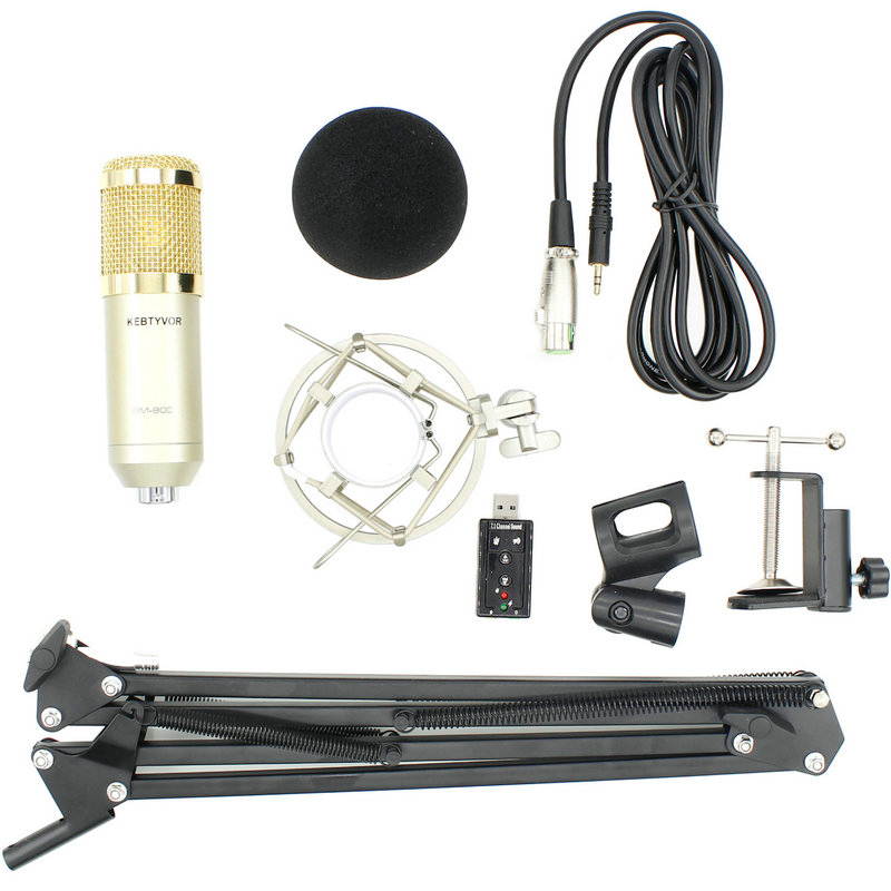 BM 800 Wired Condenser Sound Microphone With Shock Mount for Computer Audio Studio Vocal Rrecording karaoke Mic bm800