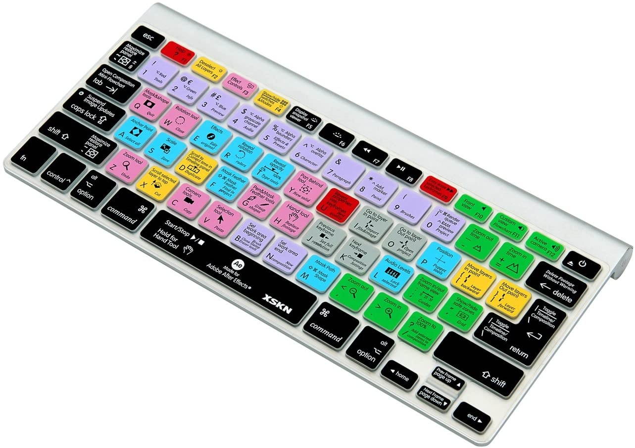 XSKN Adobe After Effects Shortcuts Keyboard Skin Hot Keys AE Keyboard Cover for MacBook Air 13 & MacBook Pro 13 15 17, Retina (US/European ISO Keyboard)