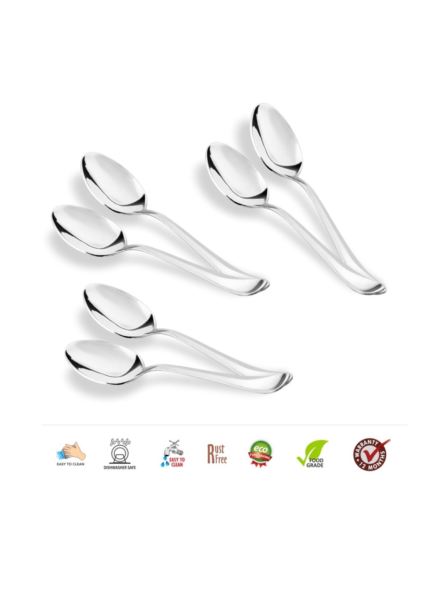 Sumeet Stainless Steel Premium Quality Baby / Medium Spoon set of 6 Pc � (16cm L) (1.6mm Thick)