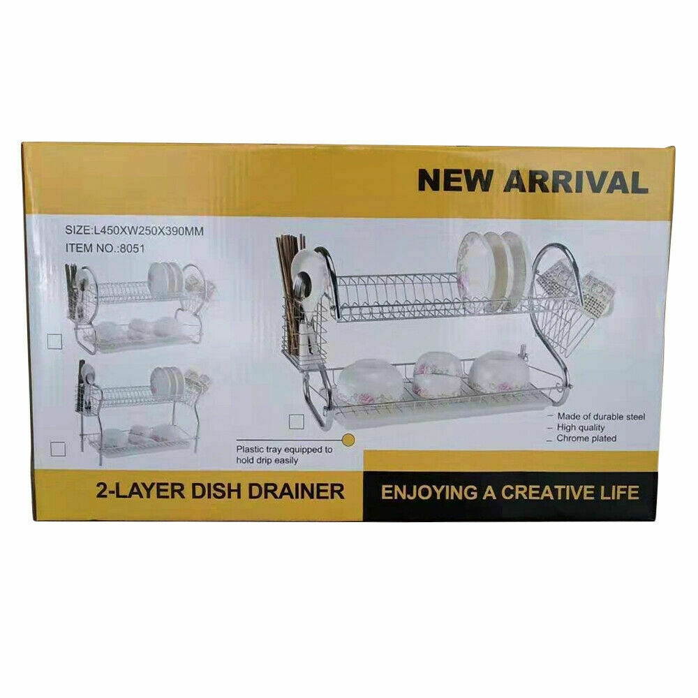 Hot Kitchen Dish Cup Drying Rack Drainer Dryer Tray Cutlery Holder Organizer US