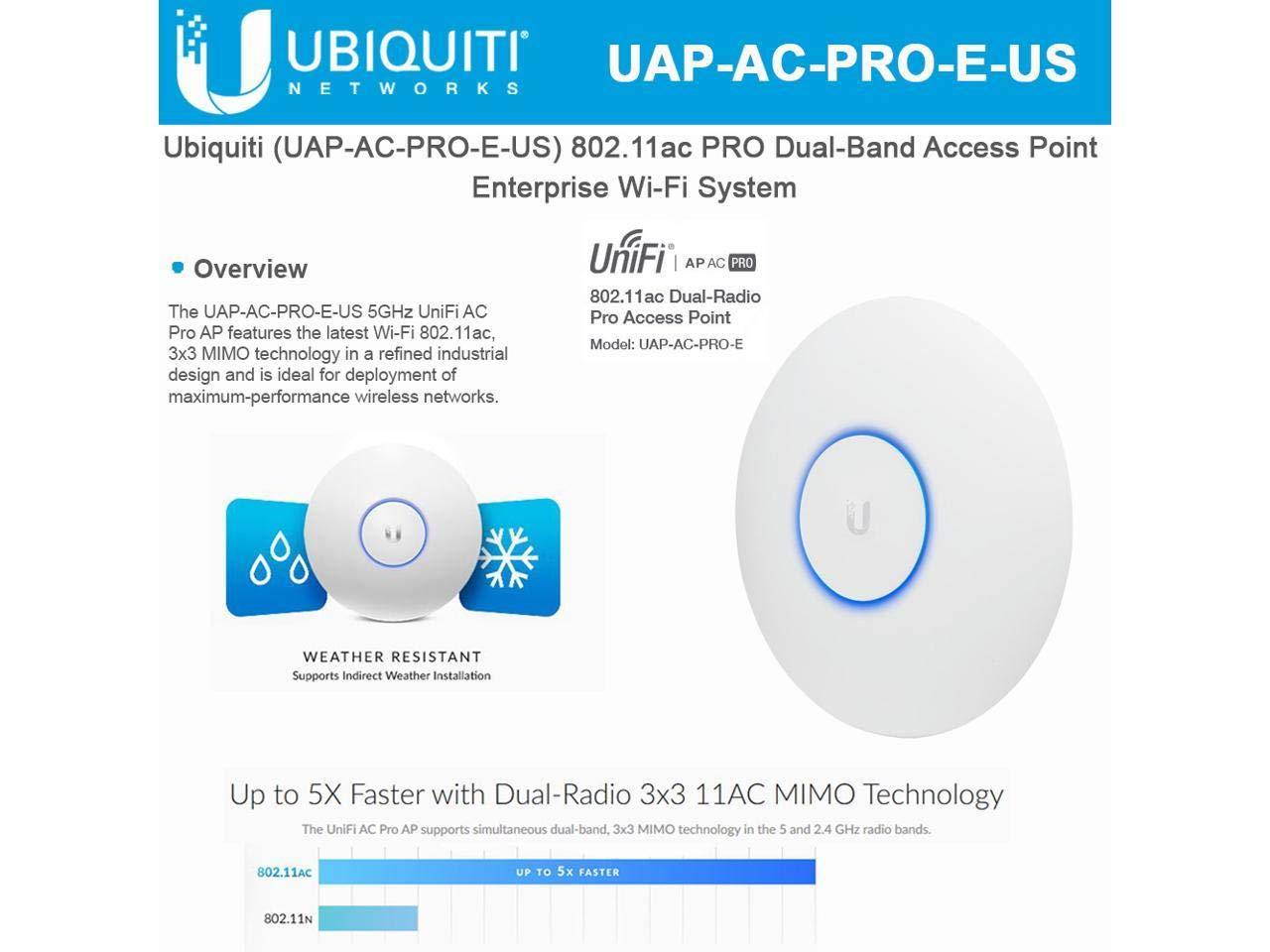 Ubiquiti UniFi AP AC PRO 802.11ac Scalable Enterprise Wi-Fi Access Point (UAP-AC-PRO-E-US) PoE Adapter Sold Separately
