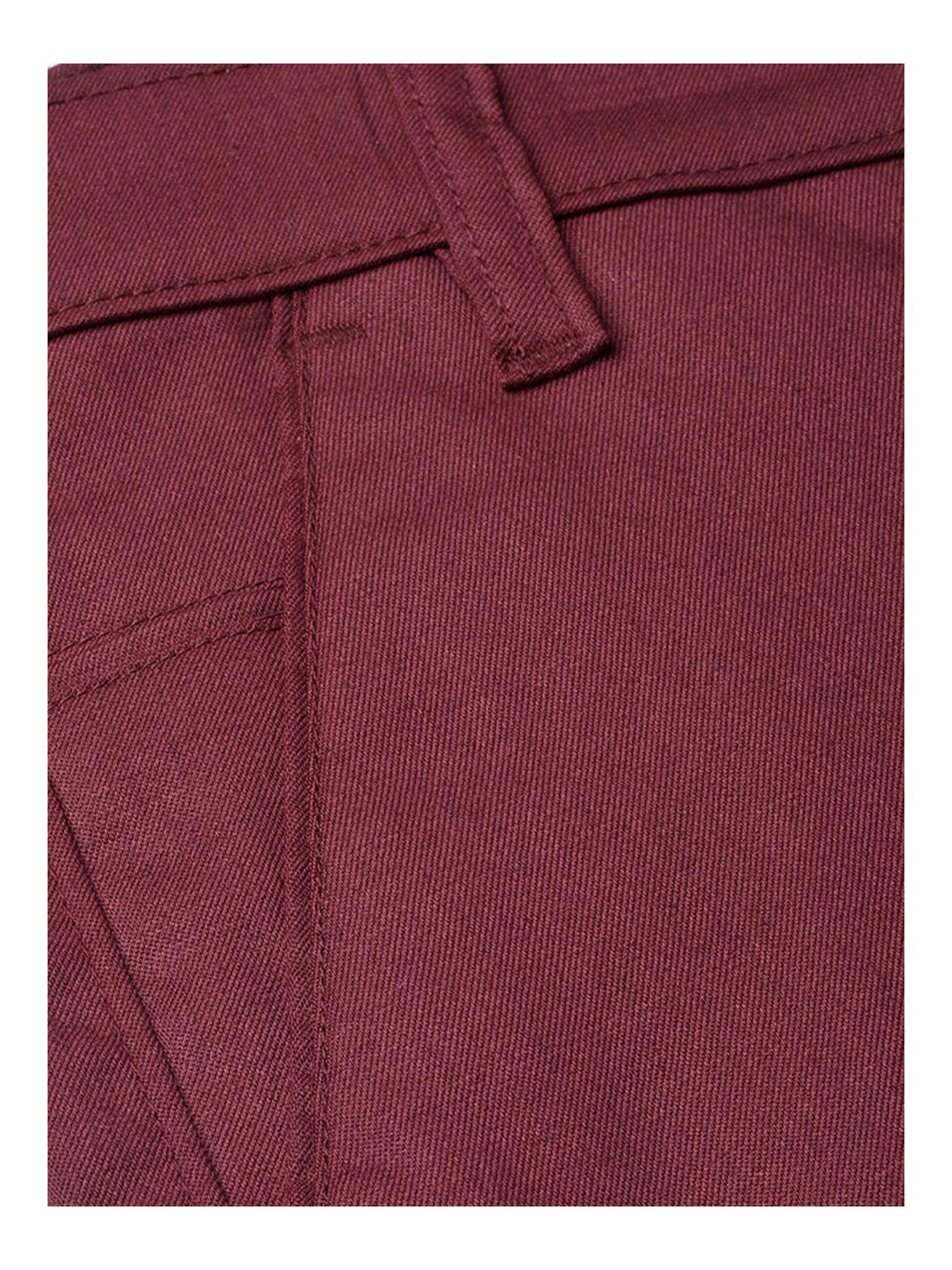 Sojanya Burgundy Regular Slim Fit Trousers