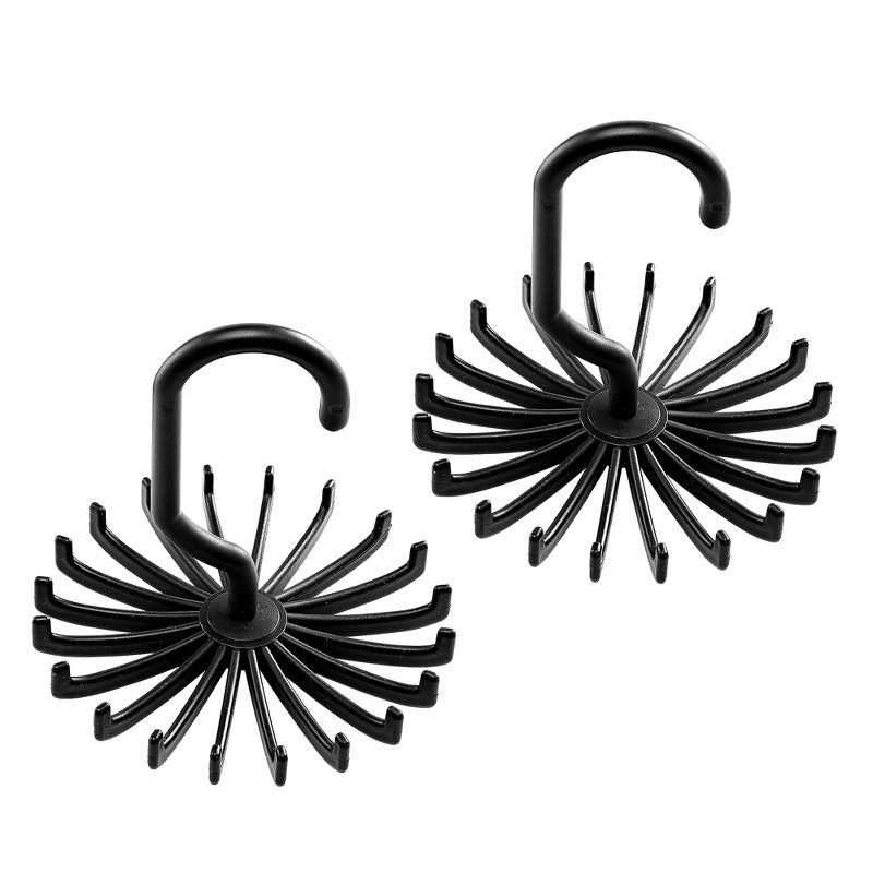 OSTO 2-Pack Black Tie Hanger; Each has 20 Hooks to Hang Ties, Belts, Scarves, and More; Convenient, Space-Saving Plastic Tie Rack with Hook