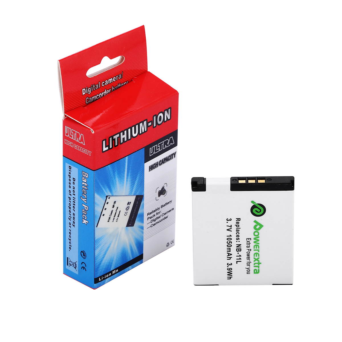 Powerextra 2 Pack 3.7V 1050mAh NB-11L / NB-11LH Replacement Batteries for Canon PowerShot A2300 IS, A2500, A2600, A4000 IS, ELPH 110 HS, ELPH 130 HS, ELPH 135 IS, ELPH 160, SX400 IS, SX410 IS