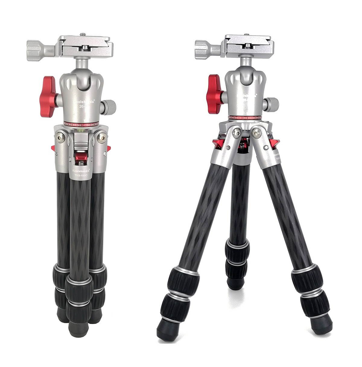 Koolehaoda Portable Carbon Fiber Mini Tripod Compact Desktop Macro Mini Tripod with Ball Head for Camera.(TKS-193C)