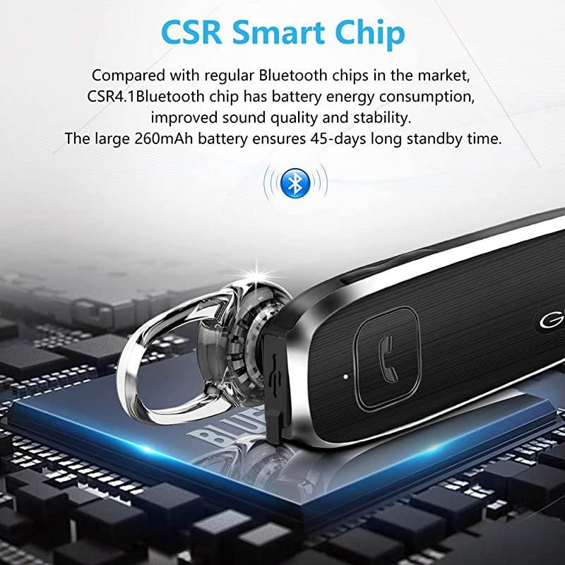 Bluetooth Earpiece Waterproof Wireless Headphone with Noise Cancelling Mic 30Hrs Talking inEar Headset HandsFree for iPhone Samsung DriverTrucker