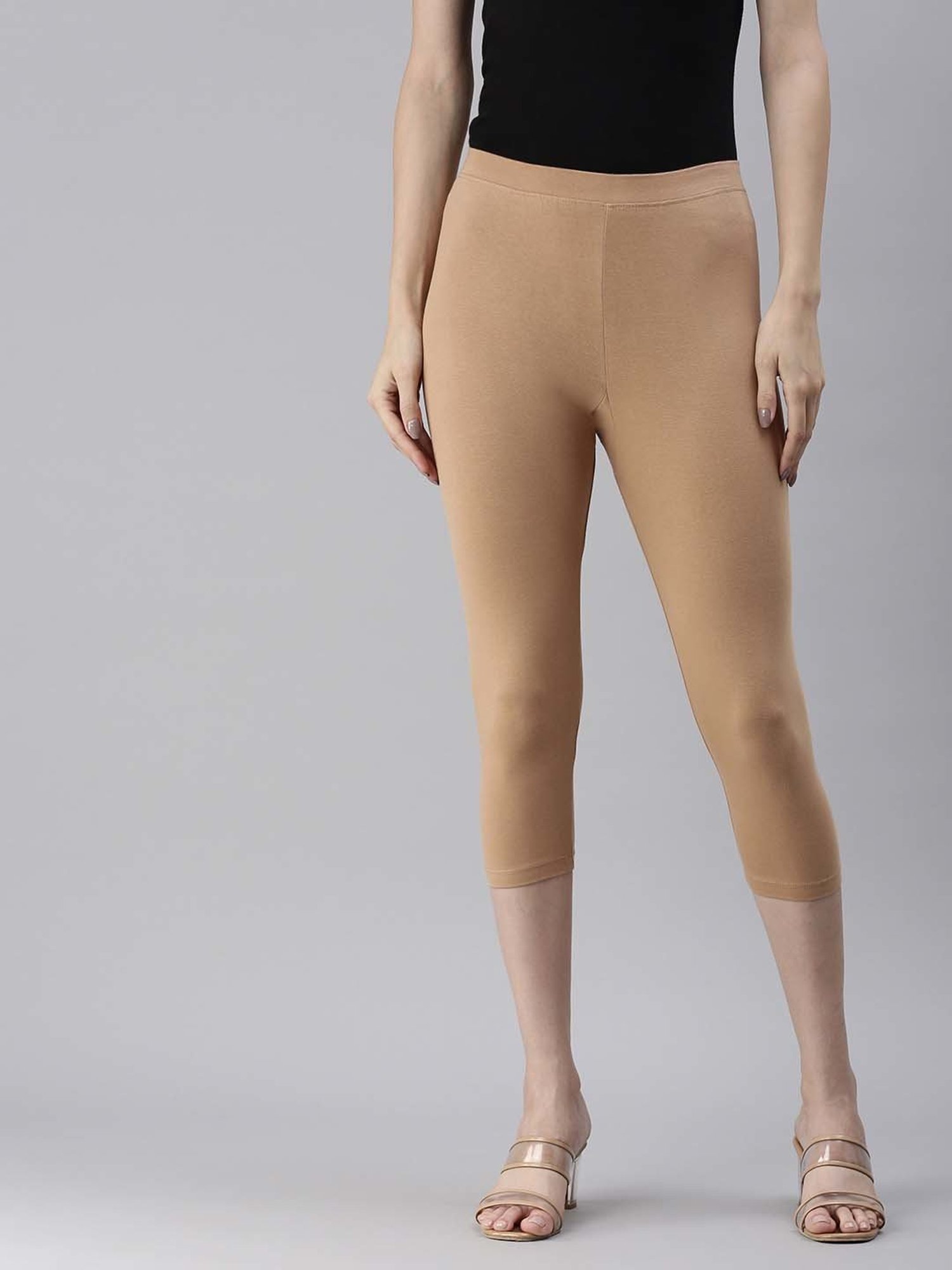 Kryptic Beige & Maroon Cotton Capris - Pack Of 2