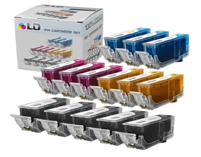 LD Compatible Replacement for Canon PGI5 and CLI8 Set of 14 Ink Cartridges Includes: 5 Pigment Black (PGI5BK), 3 Cyan (CLI8C), 3 Magenta (CLI8M), and 3 Yellow (CLI8Y)