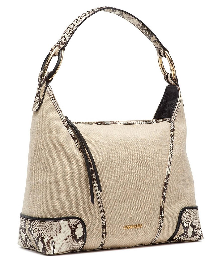 Calvin Klein Ivy Linen Python Hobo Bag