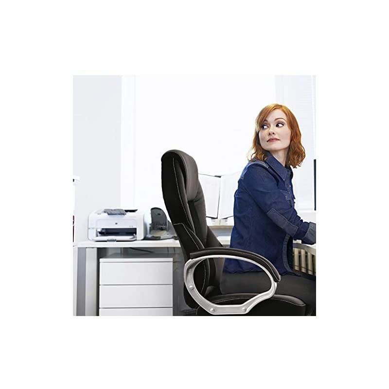 Chair Computer Desk Chair PU-Padded Adjustable Exectuive High-Back Cushion Lumbar Support Chair with Armrest - Brown