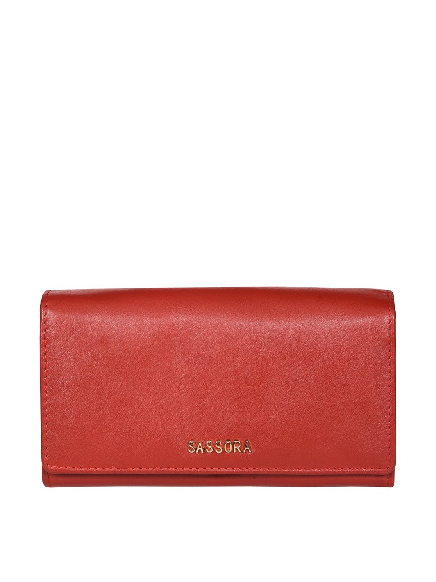 SASSORA Red Solid Rfid Wallet for Women