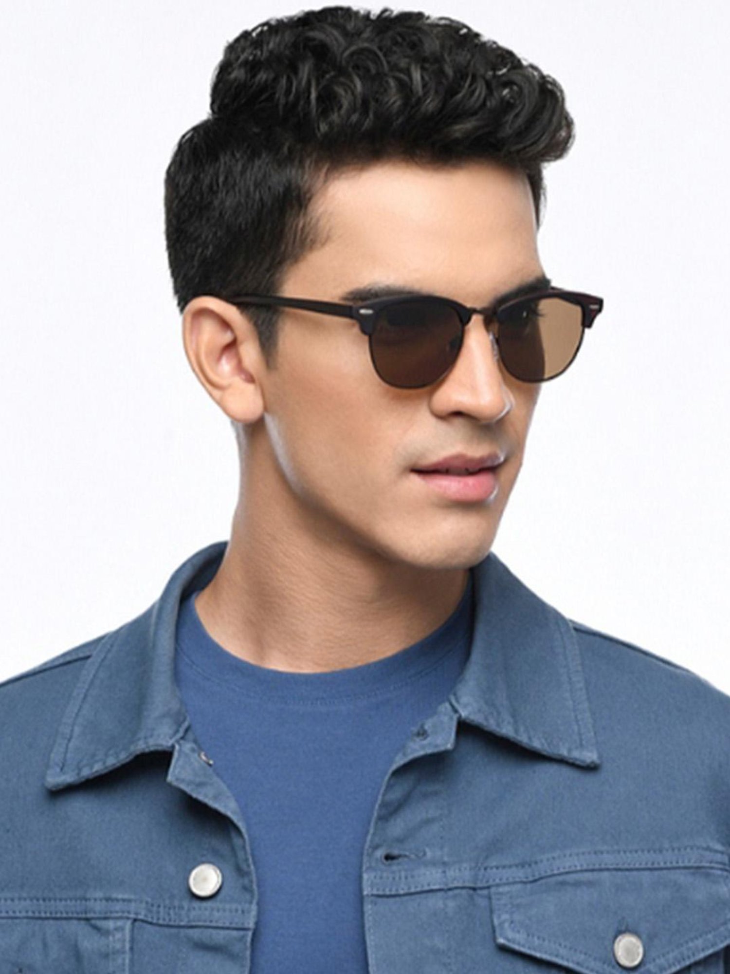 Vincent Chase Brown Clubmaster Polarised and UV Protected Lens Unisex Sunglasses